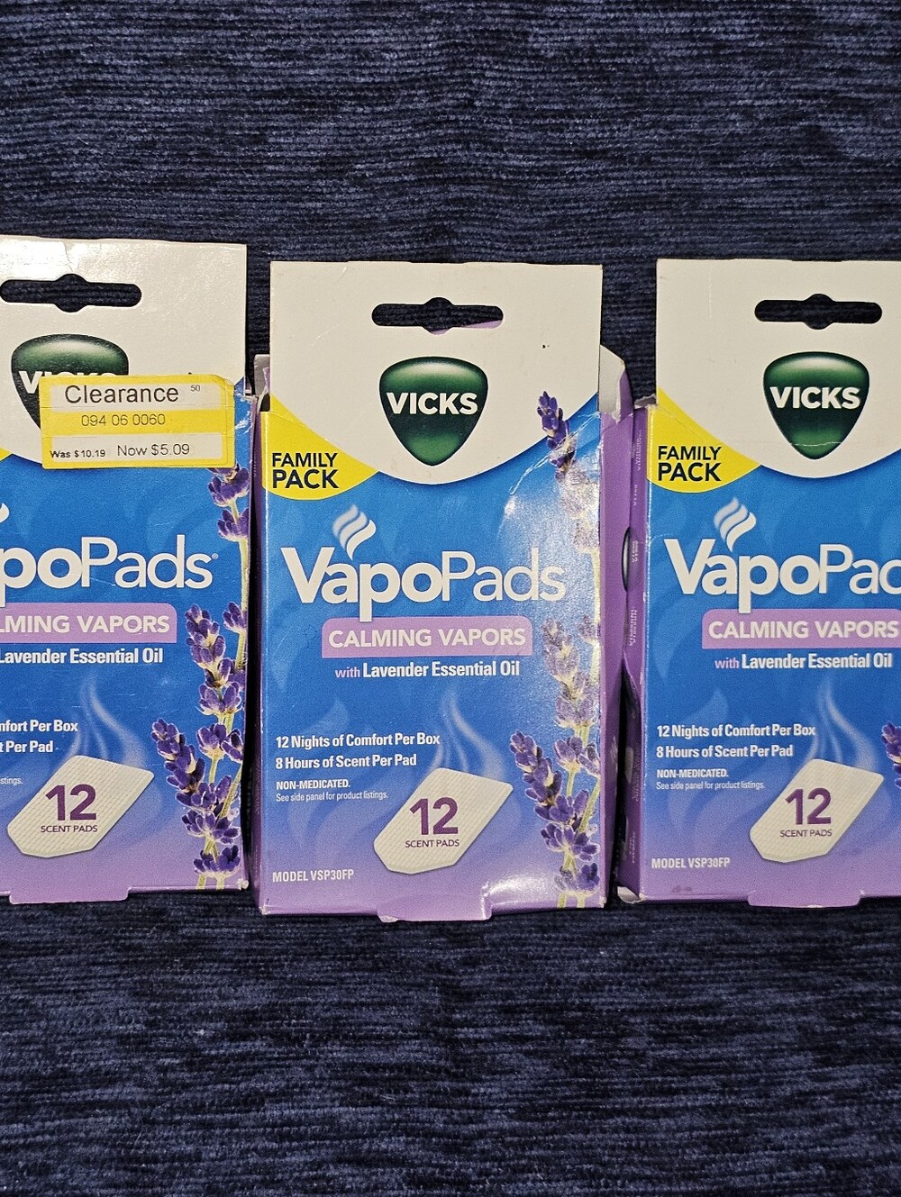 3PK Vicks VapoPads Calming Vapors ~ 12 Scent Pads Each ~ Lavender Essential Oil